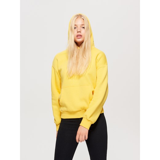 Cropp - Bluza hoodie z napisem - Żółty  Cropp S 