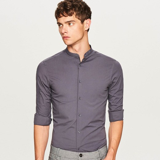 Reserved - Koszula ze stójką super slim fit - Khaki Reserved M