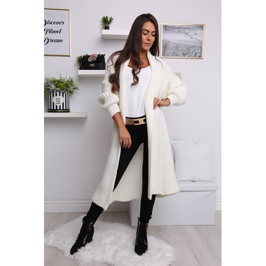 Kardigan Maxi White uniwersalny Moda For You
