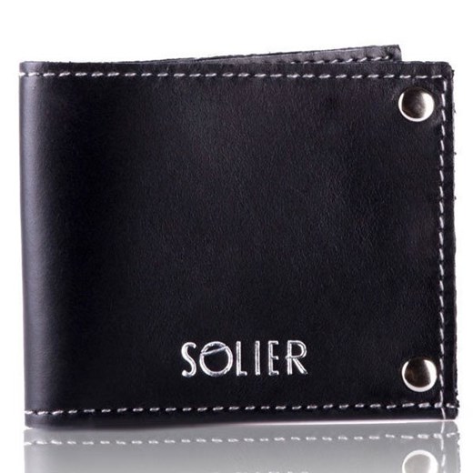 Skórzany cienki portfel wizytownik SOLIER SW21 czarny vintage Solier   Skorzana.com