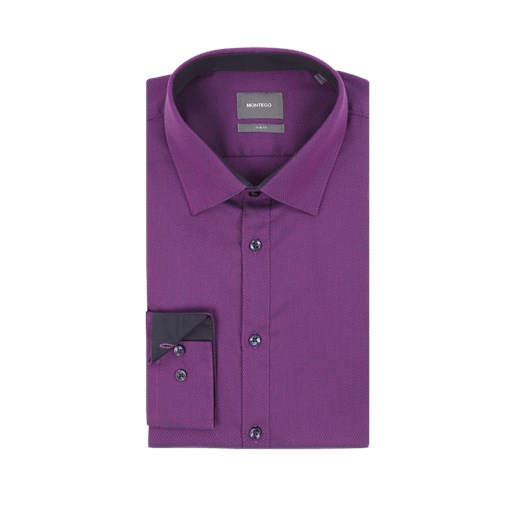 Koszula biznesowa o kroju Slim Fit z widocznym splotem fioletowy Montego 37/38 Peek&Cloppenburg 