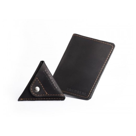 Skórzany cienki portfel brødrene + bilonówka kolor czarny