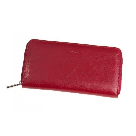 Czerwony skórzany portfel damski Z.RICARDO zapinany na zamek