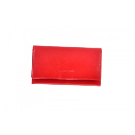 Czerwony damski portfel skórzany w eleganckim pudełku