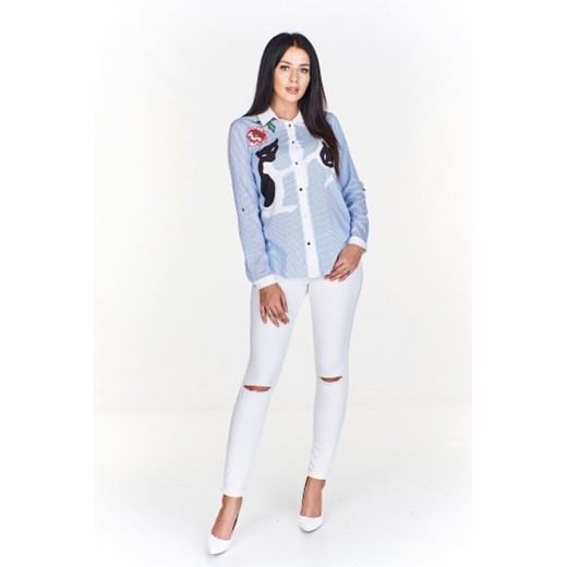La Blanche koszula damska w abstrakcyjne wzory casual jesienna