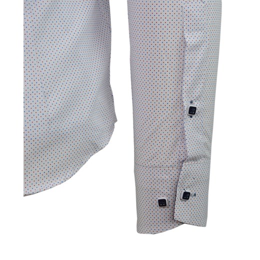 Koszula męska z długim rękawem, biała w kropki 092   XL okazja merits.pl 