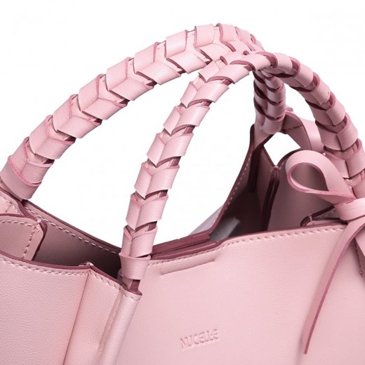 NUCELLE Mała torebka damska shopper z plecionym uchwytem różowa skóra ekologiczna 1171336-04 Nucelle rinkopl