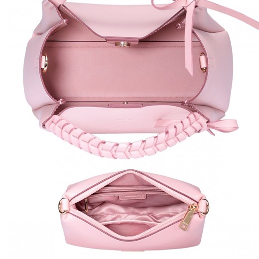 NUCELLE Mała torebka damska shopper z plecionym uchwytem różowa skóra ekologiczna 1171336-04 Nucelle rinkopl