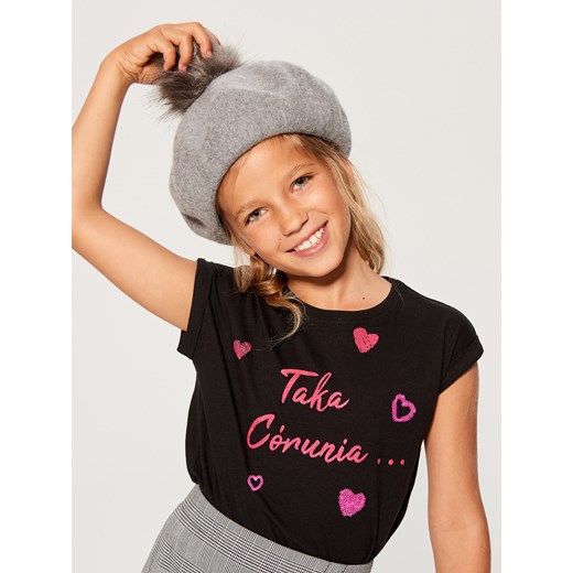 Mohito - Wełniany beret dla dziewczynki little princess - Jasny szar  Mohito One Size 