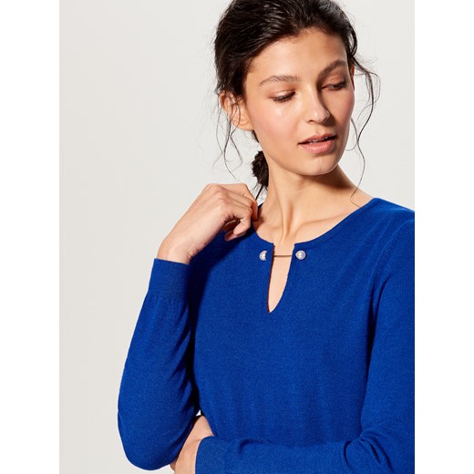 Mohito - Sweter z biżuteryjnym detalem - Niebieski  Mohito S 