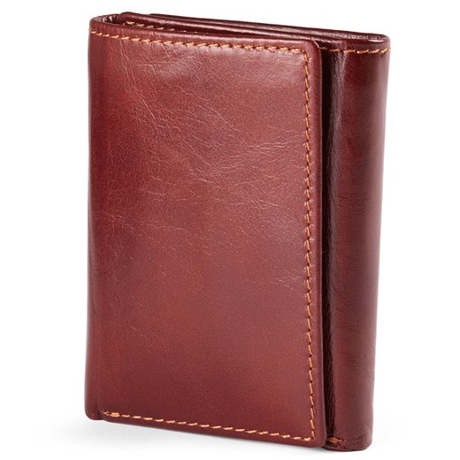 Brązowy skórzany podwójnie składany portfel