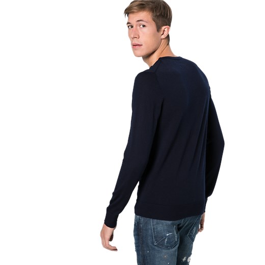 Granatowy sweter męski Jack & Jones bez wzorów 