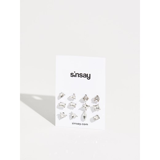 Sinsay - Zestaw kolczyków z kryształkami - Jasny szar  Sinsay One Size 