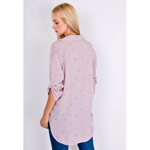 Różowa bluzka koszulowa oversize ze wzorkiem i kieszonkami Zoio  uniwersalny promocyjna cena zoio.pl 