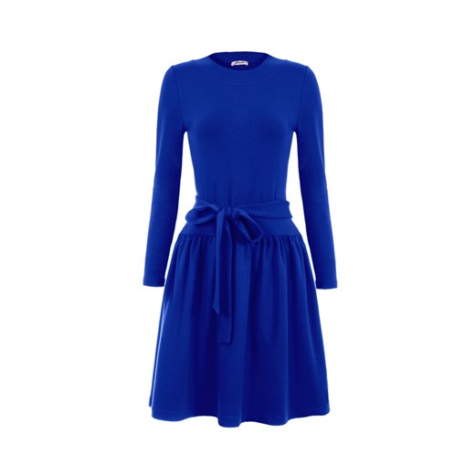 Elegancka niebieska sukienka z kokardą w talii Bien Fashion  XS 