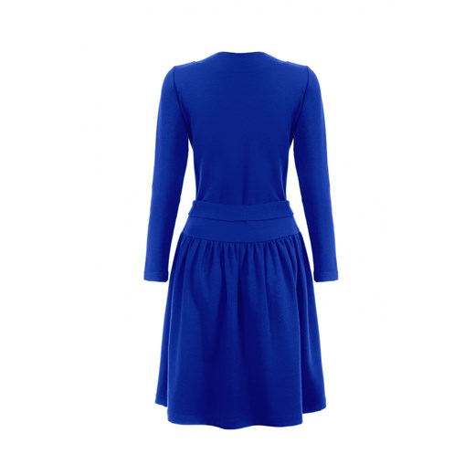 Elegancka niebieska sukienka z kokardą w talii  Bien Fashion L 