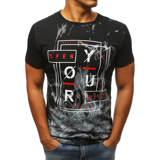 T-shirt męski z nadrukiem czarny (rx2961)  Dstreet XXL 