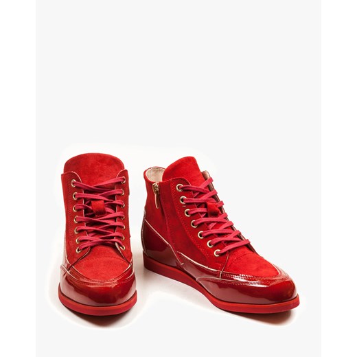 Czerwone sneakersy damskie skórzane 2104/539/955