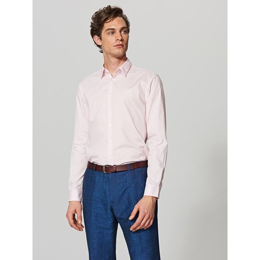 Reserved - Elegancka koszula z tkaniny poplin - Różowy
