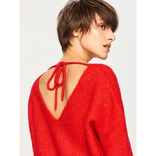 Reserved - Sweter z wiązaniem z tyłu - Czerwony pomaranczowy Reserved M 