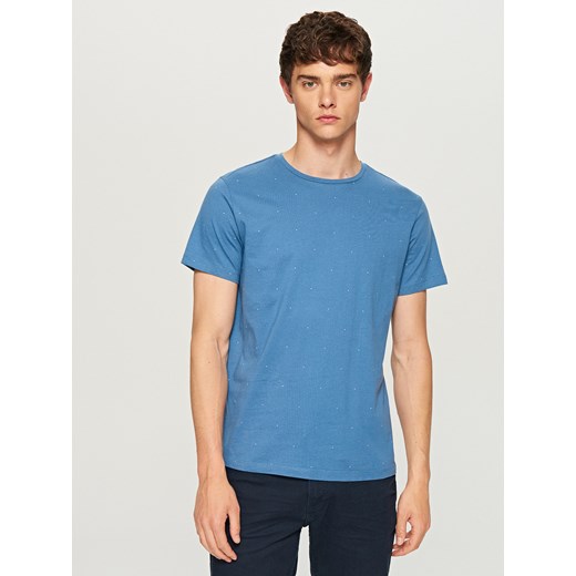 Reserved - T-shirt z drobnym nadrukiem - Niebieski