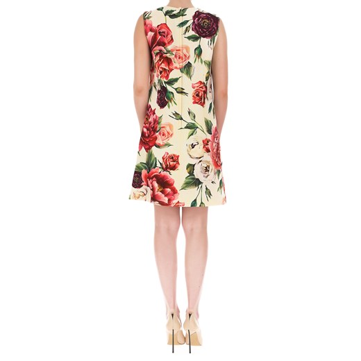 Sukienka Dolce & Gabbana na sylwestra z okrągłym dekoltem w kwiaty elegancka 
