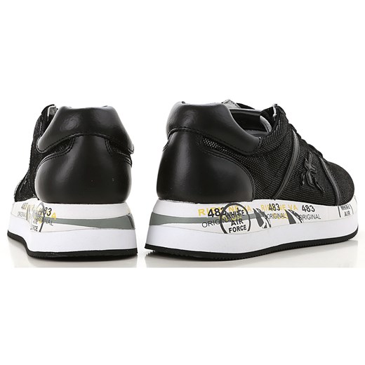 Sneakersy damskie czarne Premiata ze skóry na platformie sznurowane 