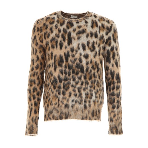 Sweter męski brązowy Yves Saint Laurent w zwierzęcy wzór