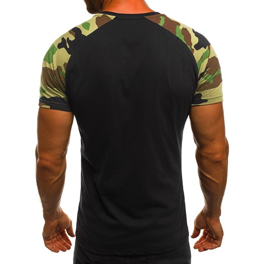T-shirt męski Ozonee.pl z krótkim rękawem czarny w wojskowym stylu 