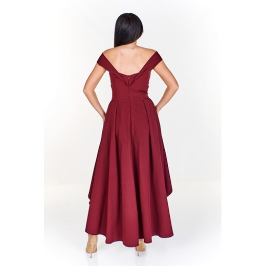 Sukienka Quarelle czerwona na randkę elegancka asymetryczna z krótkim rękawem 