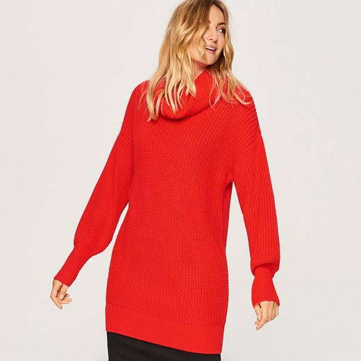Czerwony sweter damski Reserved z golfem 