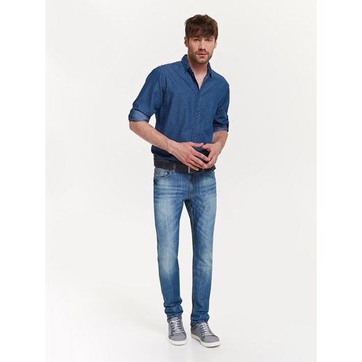 Koszula męska granatowa Top Secret w nadruki z jeansu casual 