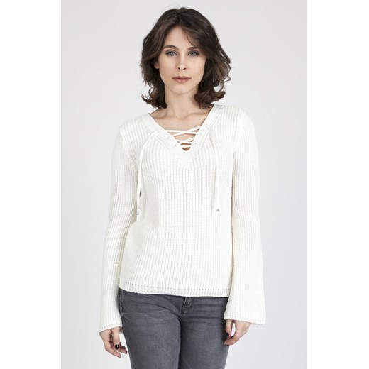 CM3082 Oryginalny sweter w stylu boho - ecru