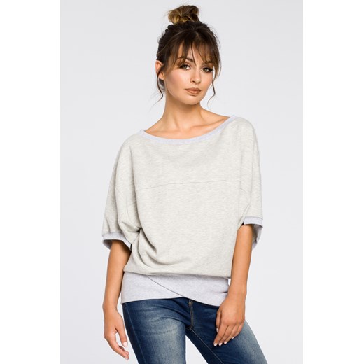 Bluza oversize z rękawami kimono - popielata