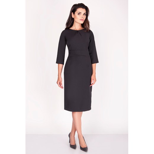 CM3371 Elegancka ołówkowa sukienka midi - czarna