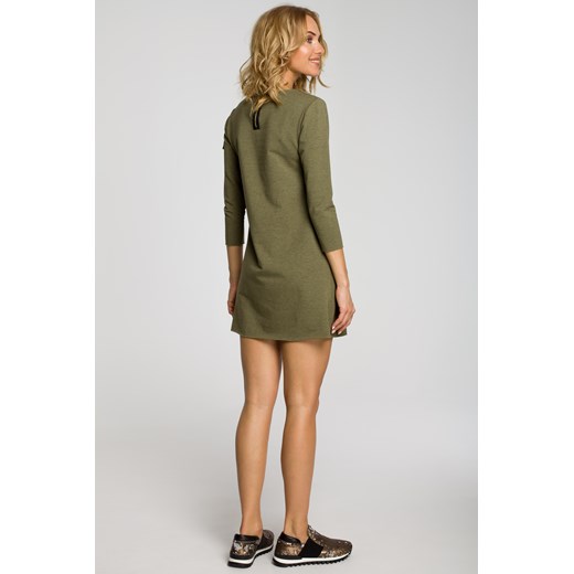 Mini sukienka - tunika z dzianiny - khaki
