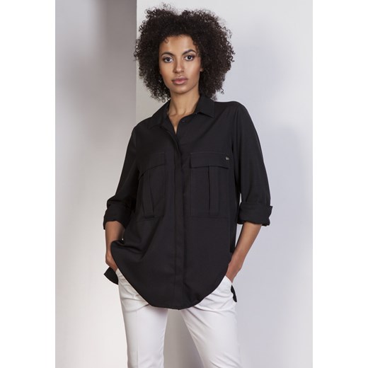 CM3648 Elegancka koszula oversize - czarna