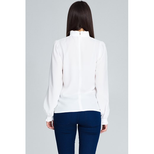 CM3661 Elegancka bluzka z marszczonymi rękawami - ecru