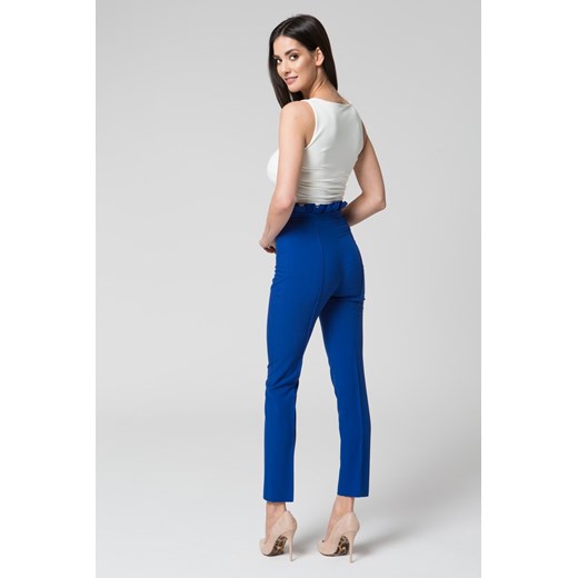 CM3688 Eleganckie spodnie z podwyższonym stanem - niebieskie