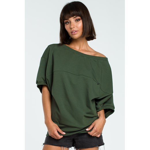 Bluza oversize z rękawem kimono - militarno-zielona