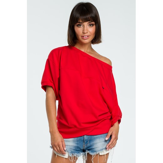 Bluza oversize z rękawem kimono - czerwona