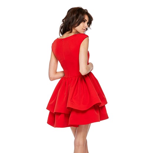 CM3775 Koktajlowa sukienka na wesele - czerwona