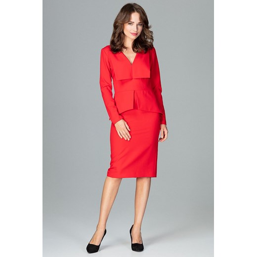 CM3856 Komfortowa sukienka z długim rękawem - czerwona