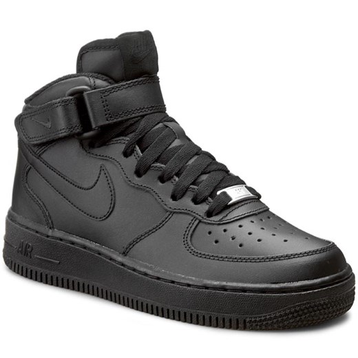 Buty sportowe damskie Nike air force czarne z tworzywa sztucznego bez wzorów 