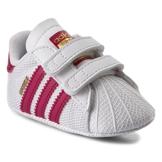Buciki niemowlęce białe Adidas na rzepy bez wzorów 