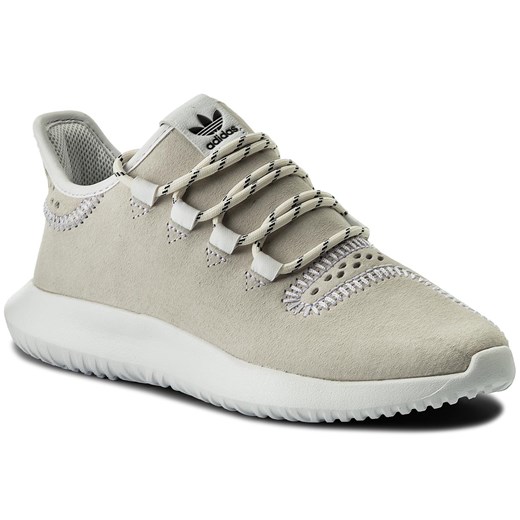 Szare buty sportowe damskie Adidas tubular wiązane bez wzorów ze skóry ekologicznej 