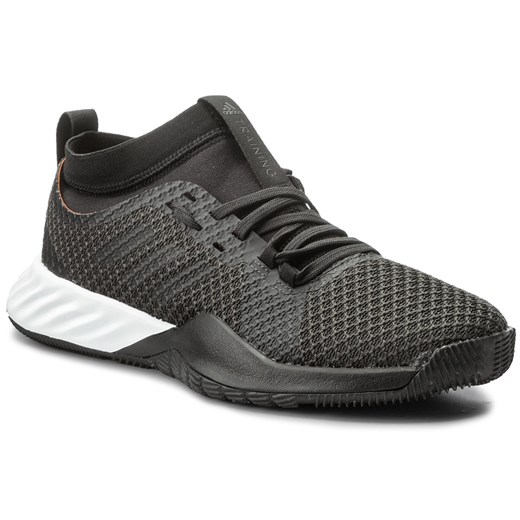 Buty sportowe damskie Adidas crazy czarne z tworzywa sztucznego płaskie sznurowane gładkie