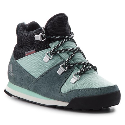 Buty trekkingowe dziecięce Adidas bez wzorów niebieskie jesienne sznurowane 