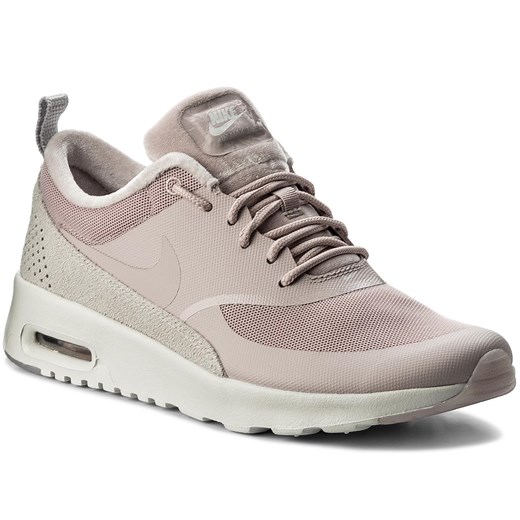 Buty sportowe damskie Nike air max thea sznurowane zamszowe różowe na płaskiej podeszwie gładkie 