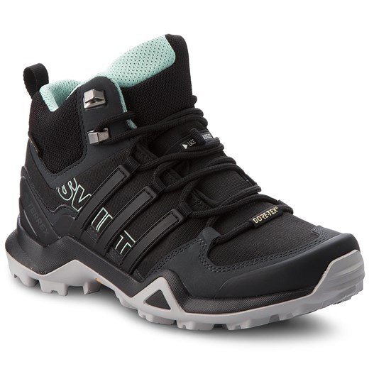 Buty trekkingowe damskie Adidas na płaskiej podeszwie bez wzorów1 gore-tex sportowe czarne sznurowane 